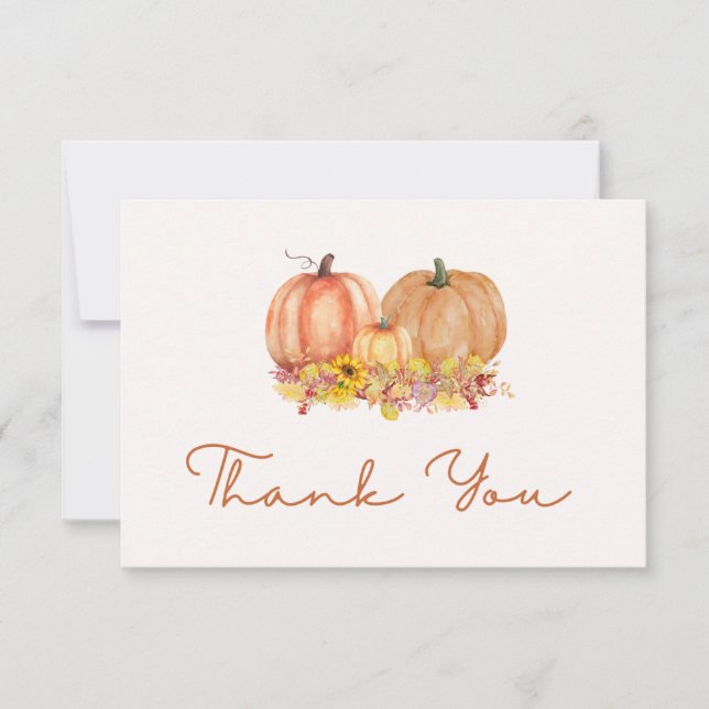 Cartão De Agradecimento Autumn Pumpkin Baby Shower Thank You Card – Boho (Frente)