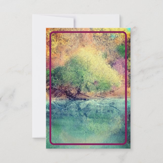 Cartão De Agradecimento Autumn River with Maroon Border- Blank Card (Frente)