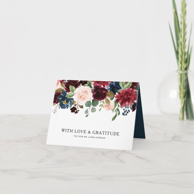 Cartão De Agradecimento Autumn Russe Dazzling Burgundy Obrigado (Frente)