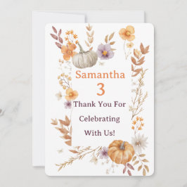 Cartão De Agradecimento Autumn Thank You Card, Fall Pumpkin Thank You Note