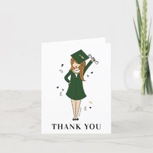 Cartão De Agradecimento Avatar de Rapariga Personalizável   Graduação do S