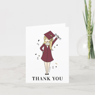 Cartão De Agradecimento Avatar de Rapariga Personalizável | Graduação do S