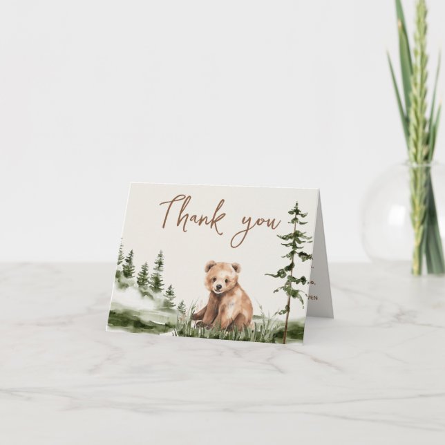 Cartão De Agradecimento Aventura aguarda chá de fraldas bonito de urso flo (Frente)