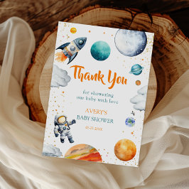 Cartão de Agradecimento Aventura Espacial Foguete