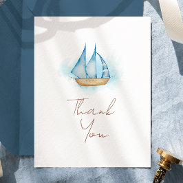 Cartão De Agradecimento Aventura Náutica Chá de Bebê Branco