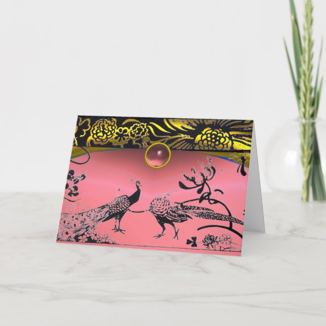 Cartão De Agradecimento AVES Douradas DE AMOR DE PINCO (Frente)