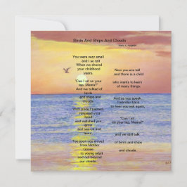 CARTÃO DE AGRADECIMENTO AVES E NAVIOS E NUVENS