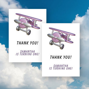 Cartão De Agradecimento Avião Primeiro Aniversário Obrigado