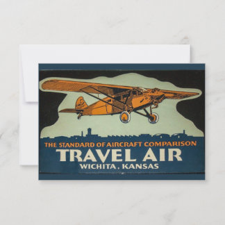 Cartão De Agradecimento Avião Vintage Travel Air, Wichita a Capital Aérea