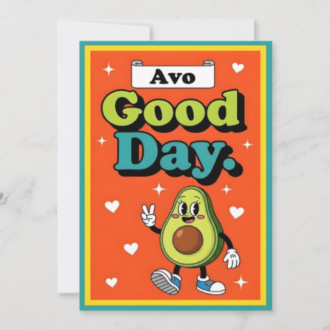 Cartão De Agradecimento Avo Good Day cute avocado pun gift graphic food (Frente)