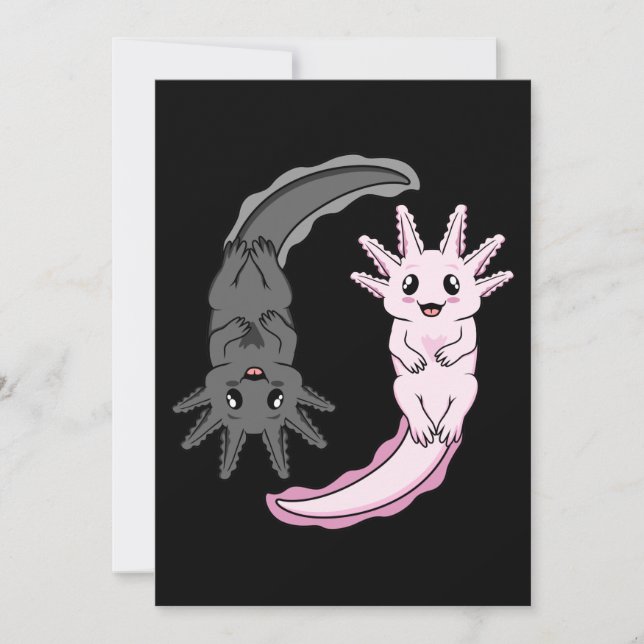 Cartão De Agradecimento Axolotl Yin Yang Kawaii Animal Axolotls Amante Pro (Frente)