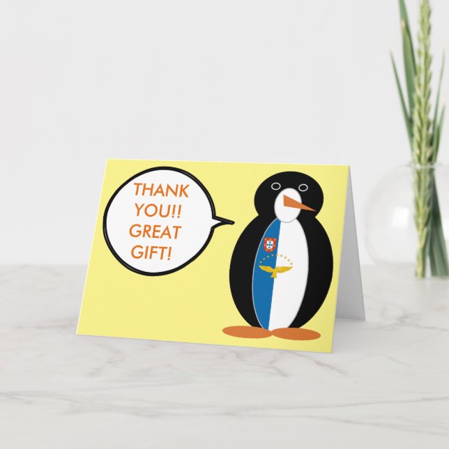 Cartão De Agradecimento Azorean Talking Ms Penguin Personalizada (Frente)