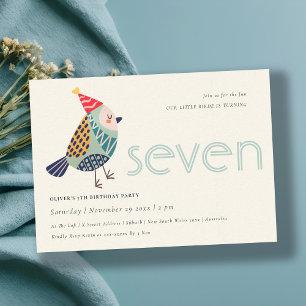 Cartão De Agradecimento Azul-aqua-doce qualquer 7 de aniversário de qualqu