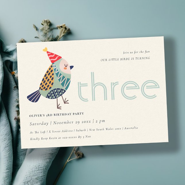 Cartão De Agradecimento Azul-aquático bonito, qualquer aniversário de 3 an (Criador carregado)