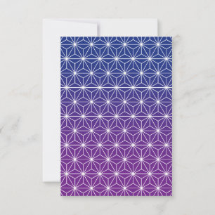 Cartão De Agradecimento Azul Asanoha Japonês e Roxo Personalizado