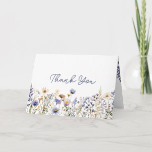 Cartão de Agradecimento Azul Boho Chá de Bebê Flor