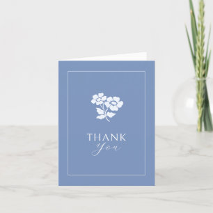 Cartão De Agradecimento Azul Branco Azul Floral Dobrado Obrigado Casamen