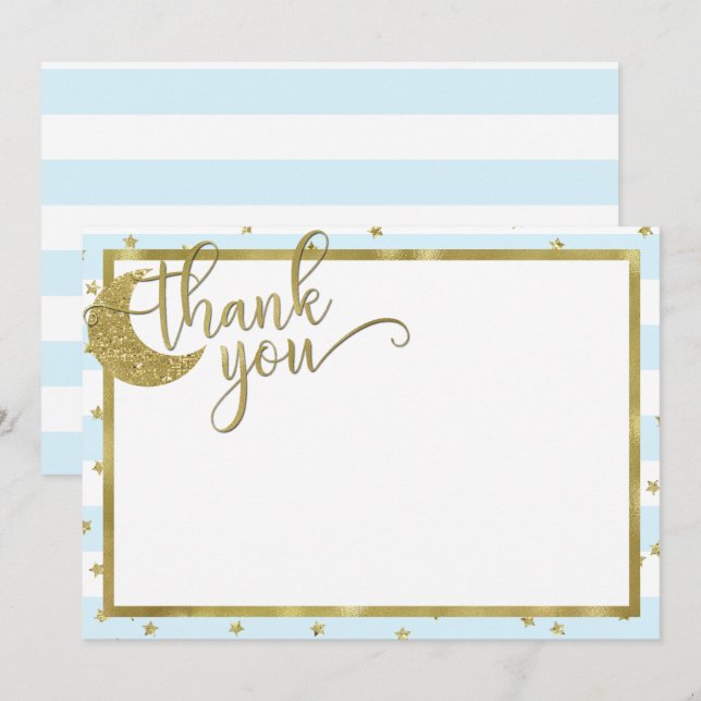 Cartão de agradecimento azul brilhante estrela bri (Frente/Verso)