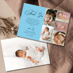 Cartão De Agradecimento Azul Celeste Chic Seis Fotos Obrigado Baby Shower
