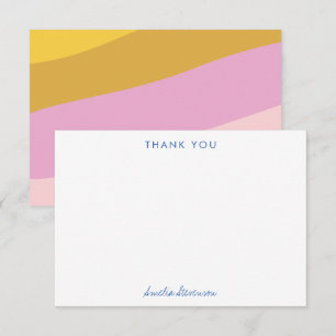 Cartão De Agradecimento Azul Colorido Amarelo Rosa Listras Personalizadas