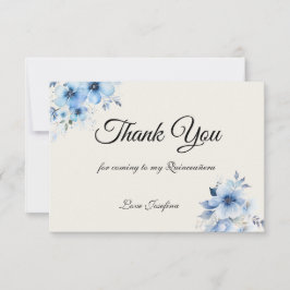 Cartão de agradecimento azul de Quinceanera