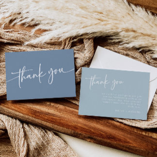 Cartão de Agradecimento Azul Desbotado Minimalista