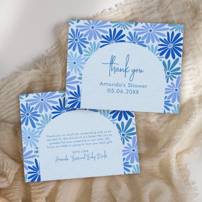 Cartão De Agradecimento Azul e Teal - Groové Floral Flat (Criador carregado)