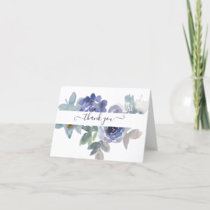 Cartão De Agradecimento Azul e verde água personalizada floral do que