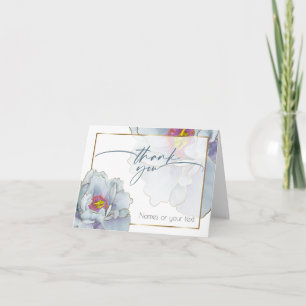 Cartão De Agradecimento Azul empoeirado e Lilac Exótico Floral