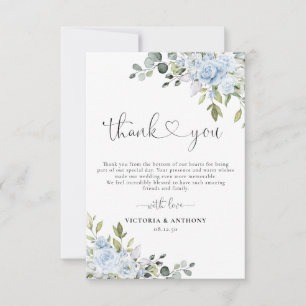 Cartão De Agradecimento Azul Empoeirado Floral Eucalipto Casamento Agradec
