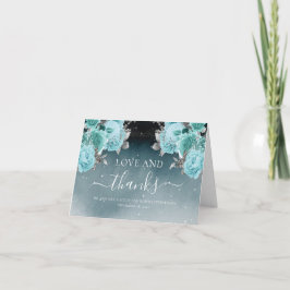 Cartão De Agradecimento Azul Empoeirado Floral Obrigado Casamento