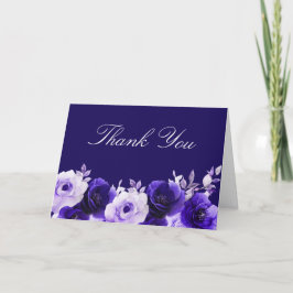 Cartão De Agradecimento Azul Encantado: Casamento de Rosas Azuis Marinho d