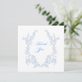 Cartão De Agradecimento Azul Floral