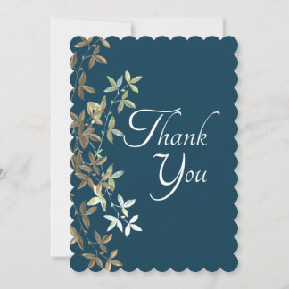 Cartão De Agradecimento Azul Floral Elegante Simples Chic Estiloso