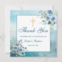 Azul Floral Empoeirado Batismo Menino Religioso
