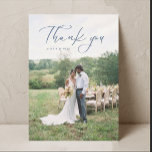 Cartão De Agradecimento Azul Foto de Casamento Moderno de Script Simples<br><div class="desc">Cartões de agradecimentos de Foto Moderno de Casamento de Script Simples</div>