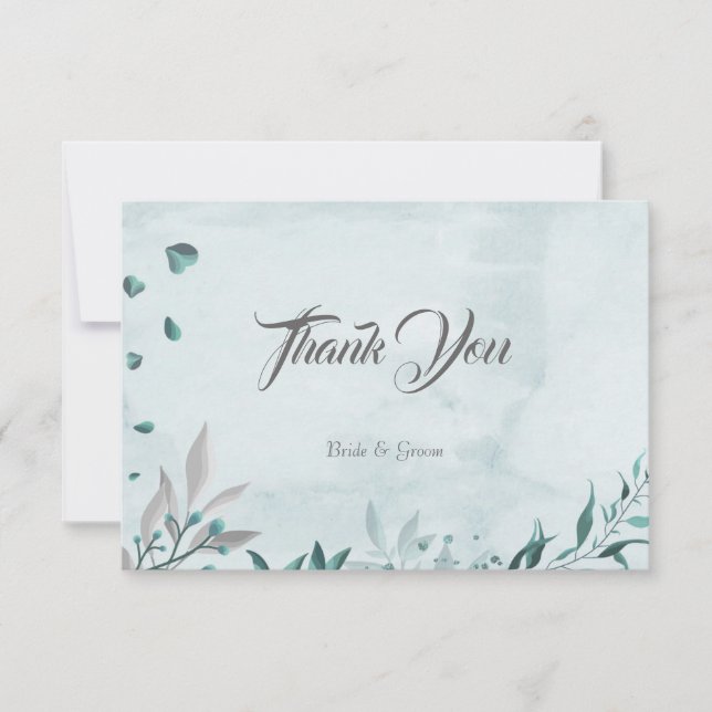 Cartão De Agradecimento Azul-lacrimogénio romântico (Frente)