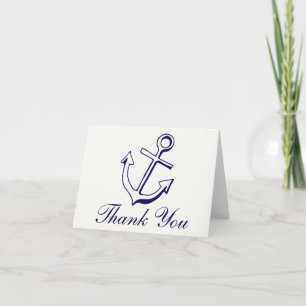 Cartão De Agradecimento Azul Marinho Náutico Obrigado Âncora do Navio Mari