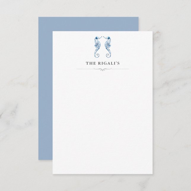 Cartão De Agradecimento Azul-marinho personalizado com aquarela (Frente/Verso)