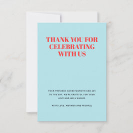 Cartão De Agradecimento Azul Moderno e Vermelho