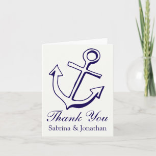 Cartão De Agradecimento Azul Naval Náutico Obrigado Âncora do Navio Marinh