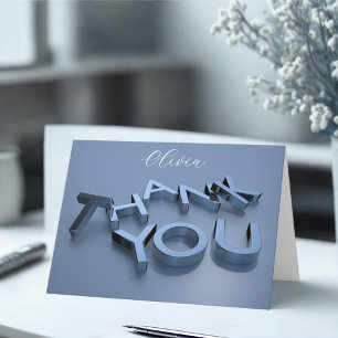 Cartão de Agradecimento Azul Personalizado