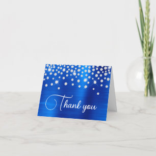 Cartão De Agradecimento Azul Real Diamante Confete 50º Aniversário