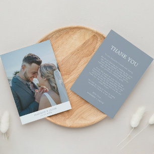 Cartão De Agradecimento Azul Simples Com Casamento Fotográfico
