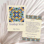 Cartão De Agradecimento Azulejo azul Talavera azulejo vintage casamento me<br><div class="desc">Vintagem colorida azul e marrom do casamento mexicano talavera azulejo azulejos casamento</div>