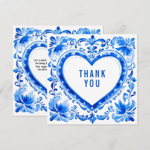 Cartão De Agradecimento 💙Azulejo Heart Thank‑You Tile