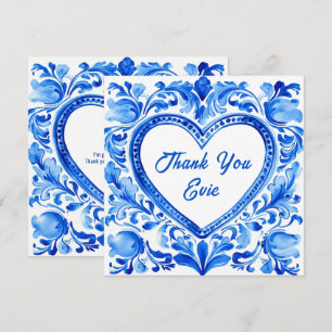 Cartão De Agradecimento 💙Azulejo Heart Thank‑You Tile