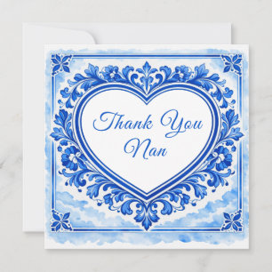 Cartão De Agradecimento 💙Azulejo Heart Thank‑You Tile