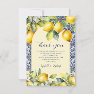 Cartão De Agradecimento Azulejos Azuis Italianos Chuva de Água Colorida Ch