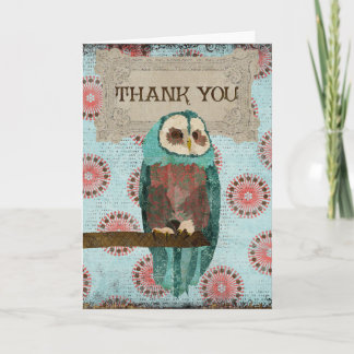 Cartão De Agradecimento Azure & Blush Owl Thank You Card